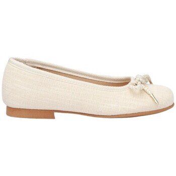 Angelitos Pantofi 1568 Bailarina Lazo Lino Ceremonia Beige