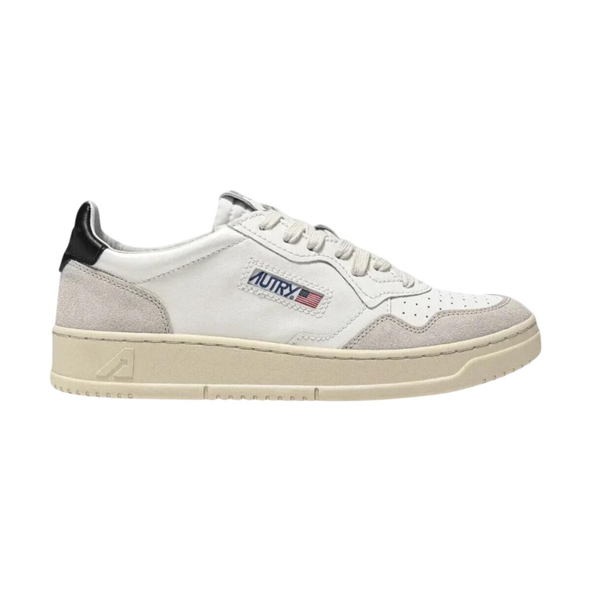 Autry Pantofi Medalist Leather Low White Black Beige (Women's)
