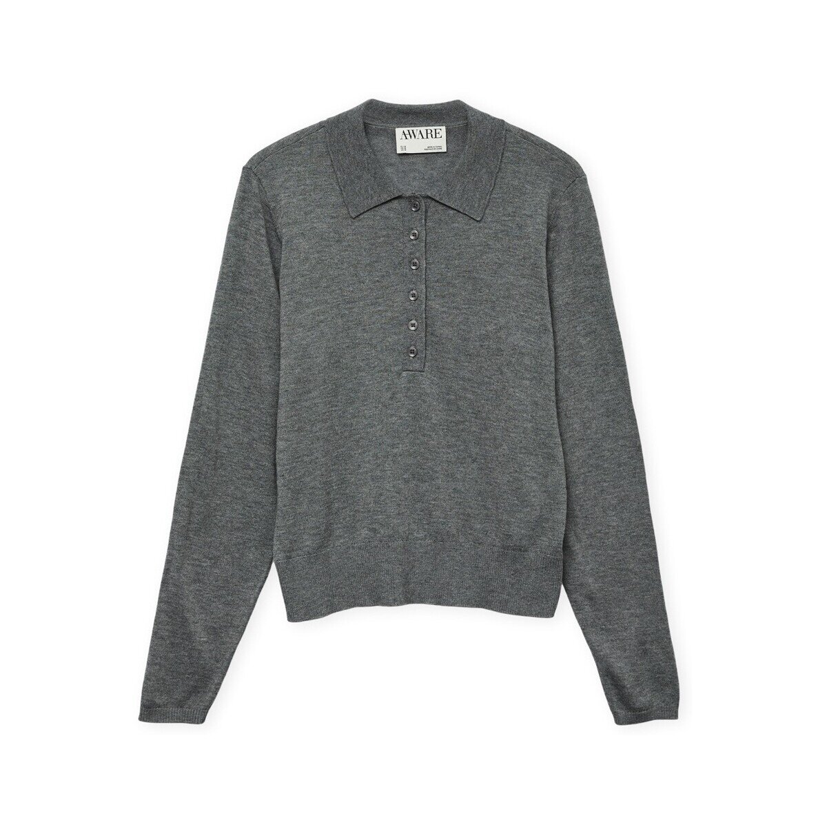 Aware Îmbracaminte Noos Sikita Polo Shirt - Medium Grey Melange