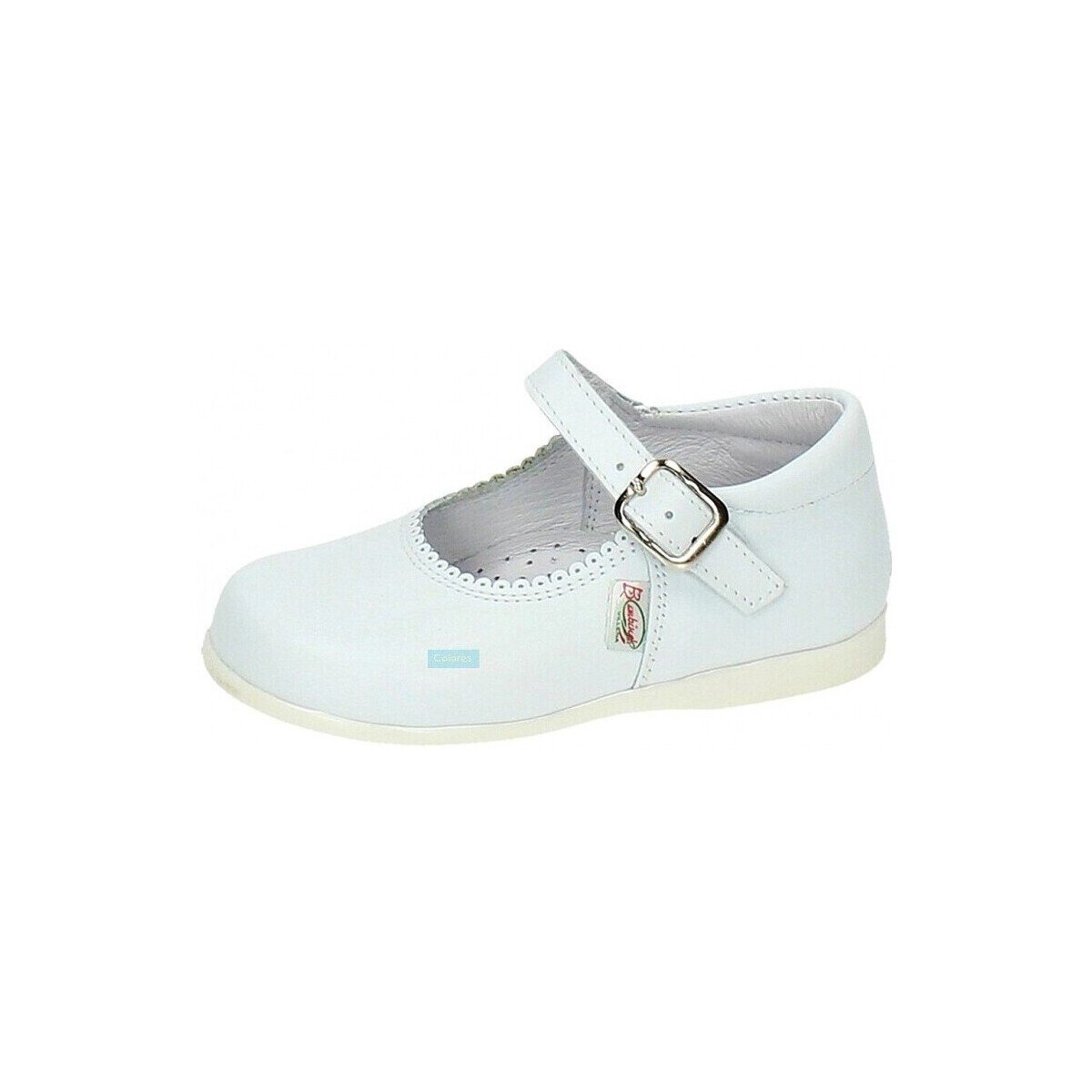 Bambineli Pantofi 457 Merceditas piel con hebilla Blanco