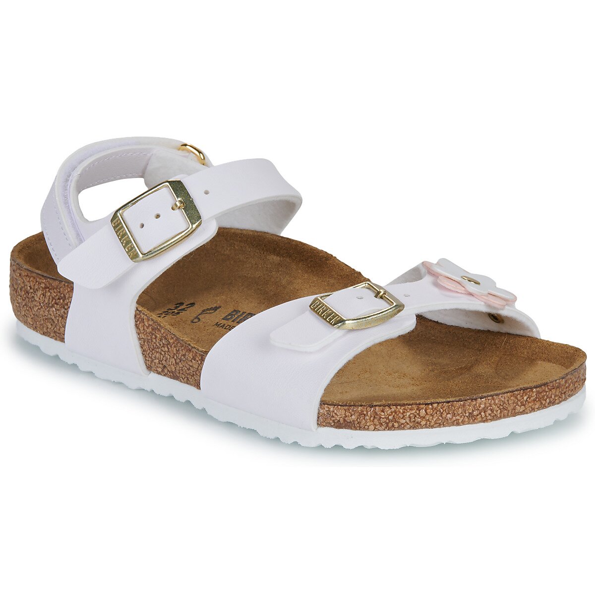 Birkenstock Pantofi Rio AS Kids Flowers BF White