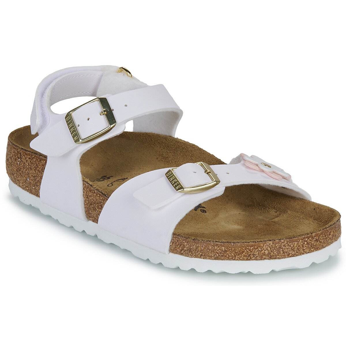 Birkenstock Pantofi Rio AS Kids Flowers BF White