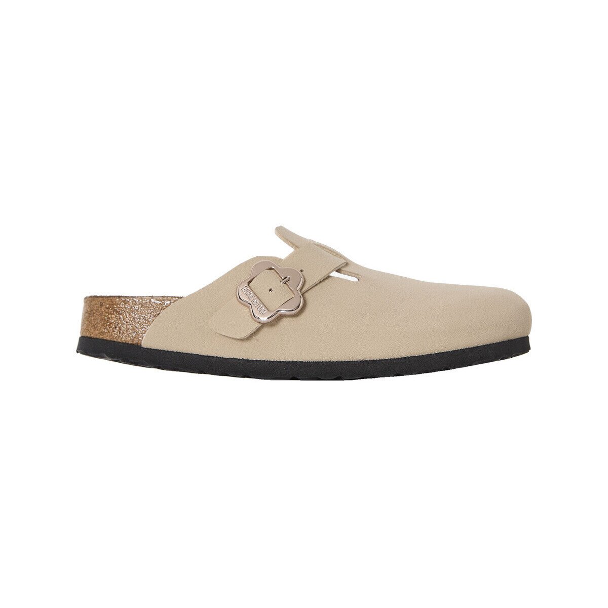 Birkenstock Pantofi Sandales Boston Flower Buckle beige