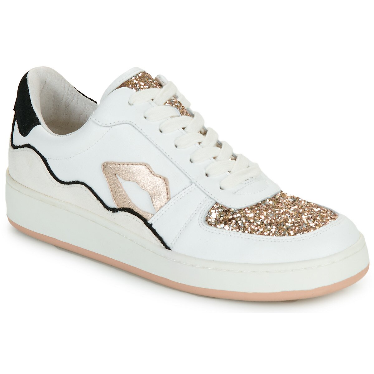 Bons baisers de Paname Pantofi LOULOU BLANC ROSE GOLD GLITTER