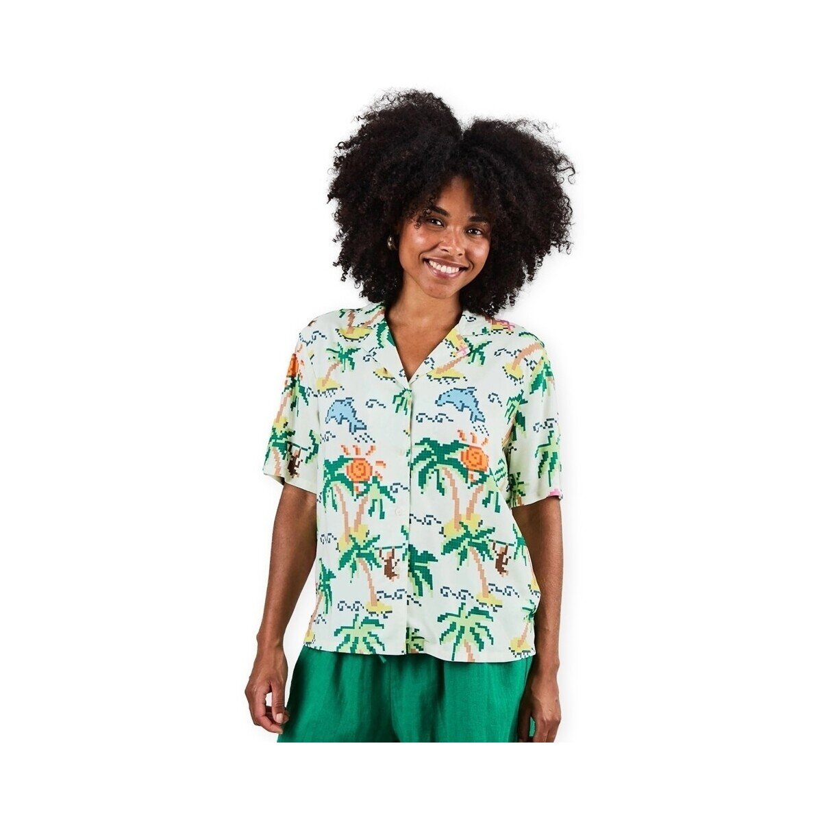 Brava Fabrics Îmbracaminte Tropical Pixel Aloha Blouse - Ecru