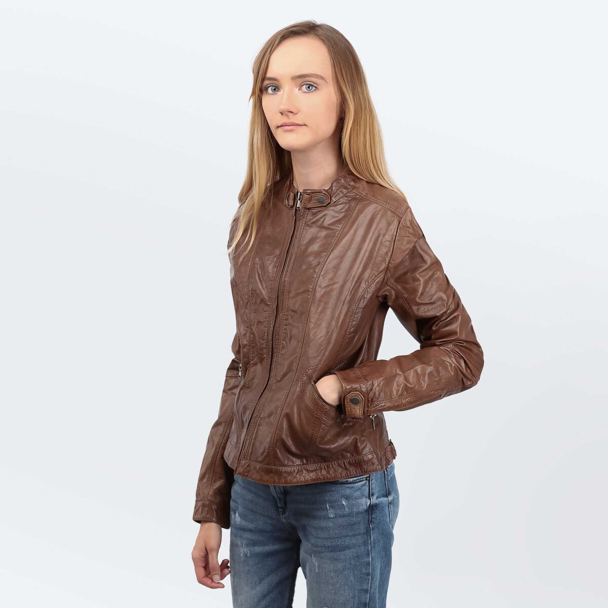 Cameleon Îmbracaminte Wmns Leather Jacket 5214 Tobacco