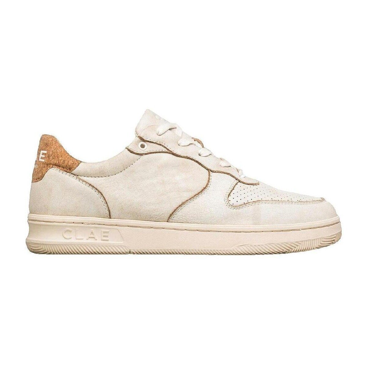 Clae Pantofi Baskets Malone Distressed en cuir blanc