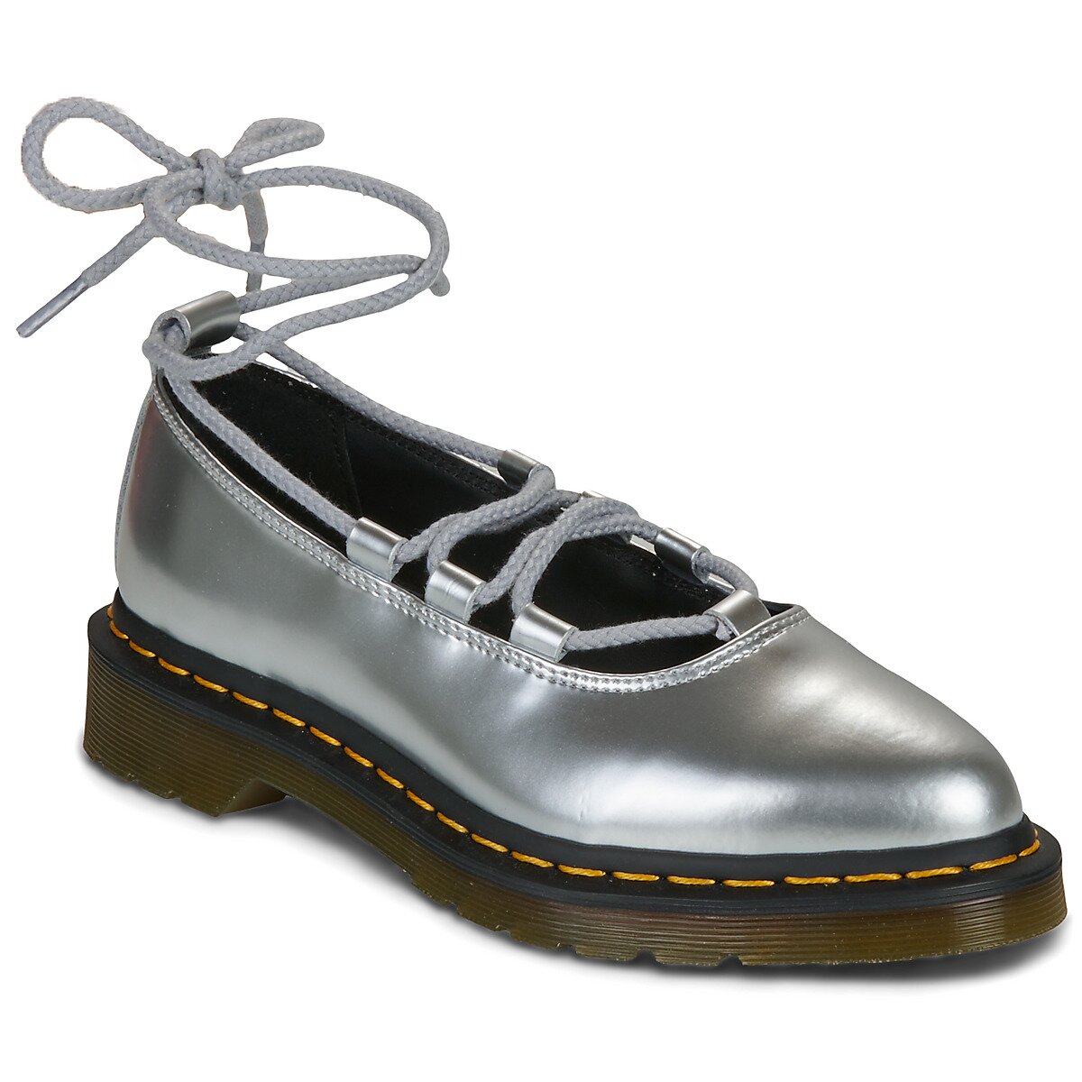 Dr. Martens Pantofi Elphie II Lace Up Silver Metallic Patent Lamper