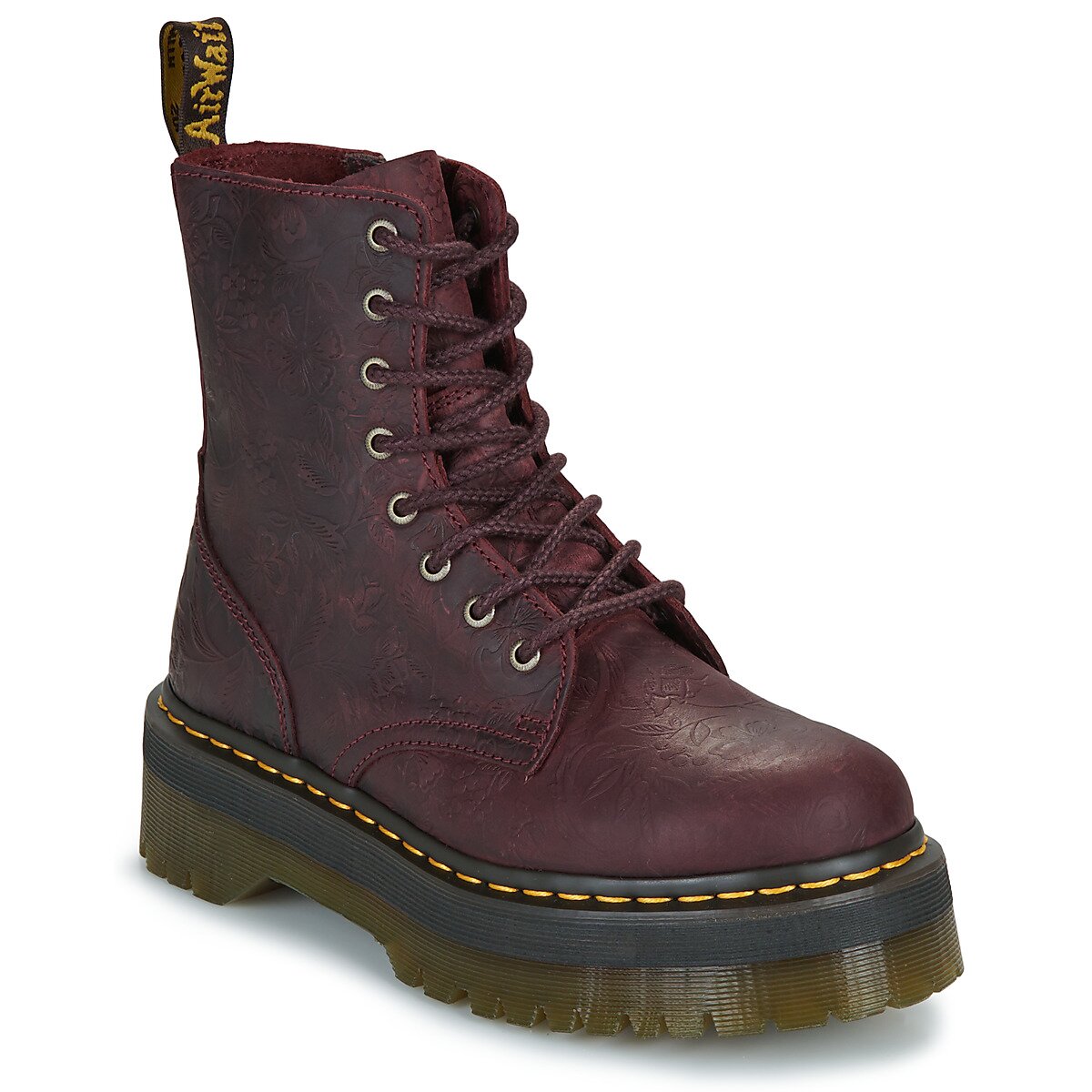 Dr. Martens Pantofi JADON EMBOSS FLORAL CHERRY RED CRAZY HORSE FLORAL EMBOSS