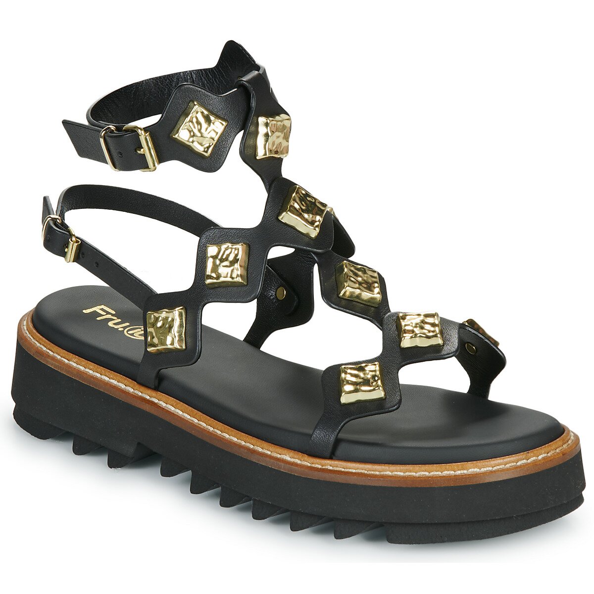 Fru.it Pantofi 9169-100-HELGA-NERO-TEXANO-NERO
