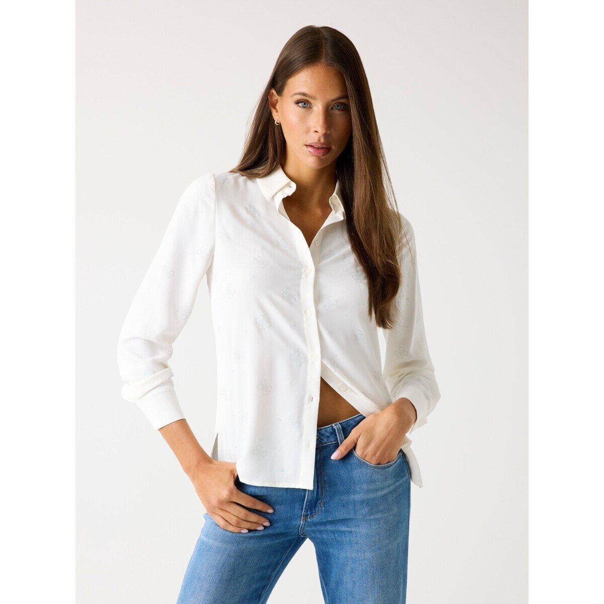 Guess Îmbracaminte Ls Flore Logo Hotfix Shirt