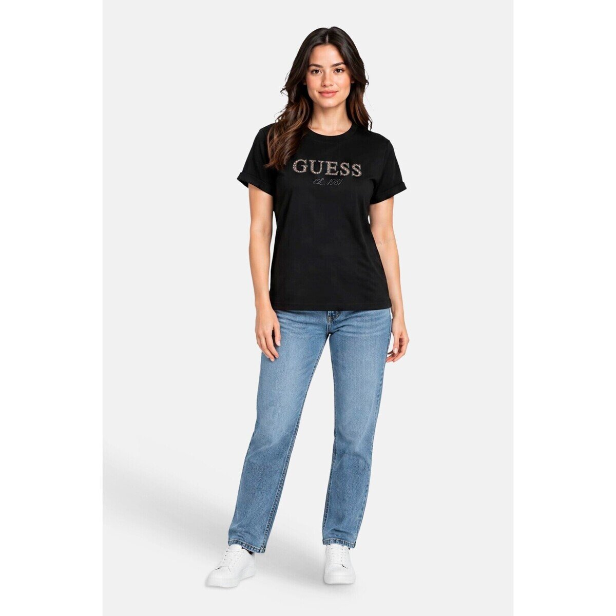 Guess Îmbracaminte Ss Cn Leopard Lurex Logo Tee