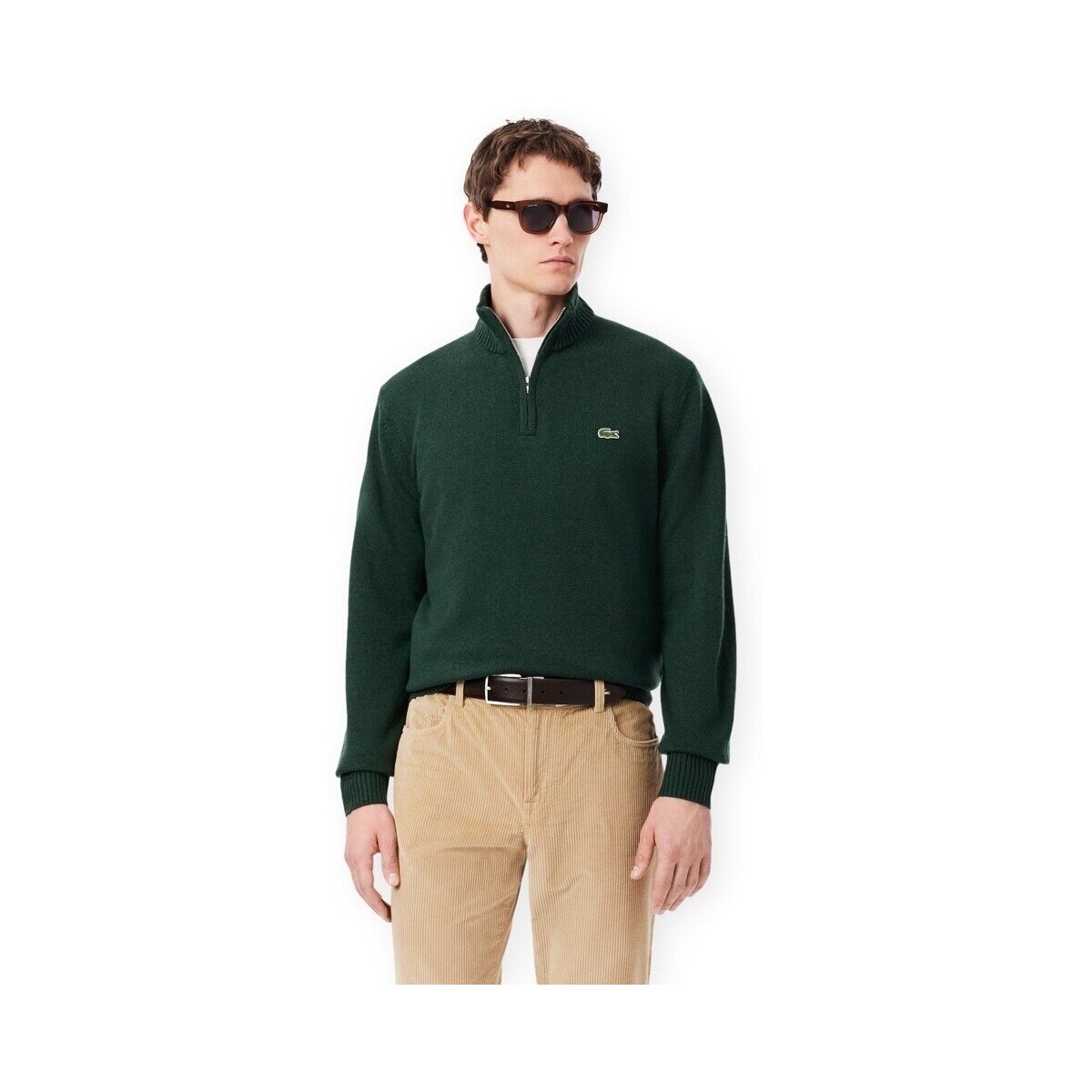 Lacoste Îmbracaminte Zipped High Neck Wool Sweater - Vert