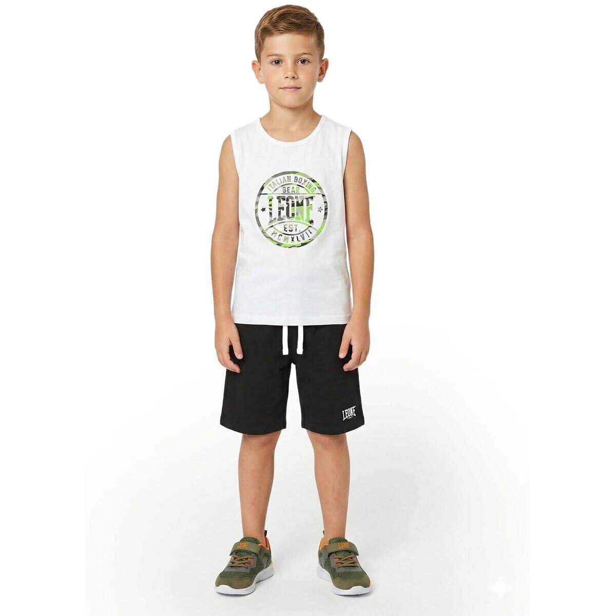 Leone 1947 Îmbracaminte Boy Sets Tank + Bermuda Military Fluo