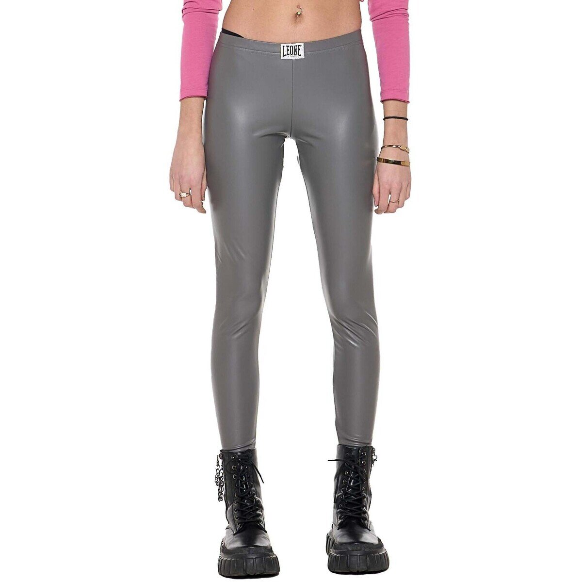 Leone 1947 Îmbracaminte Woman Fake Leather Leggings Pearl