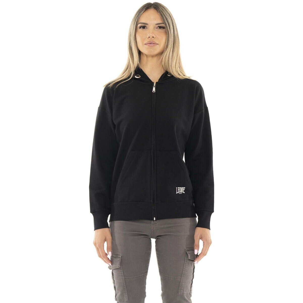 Leone 1947 Îmbracaminte Woman Hoody Full Zip Black Ring
