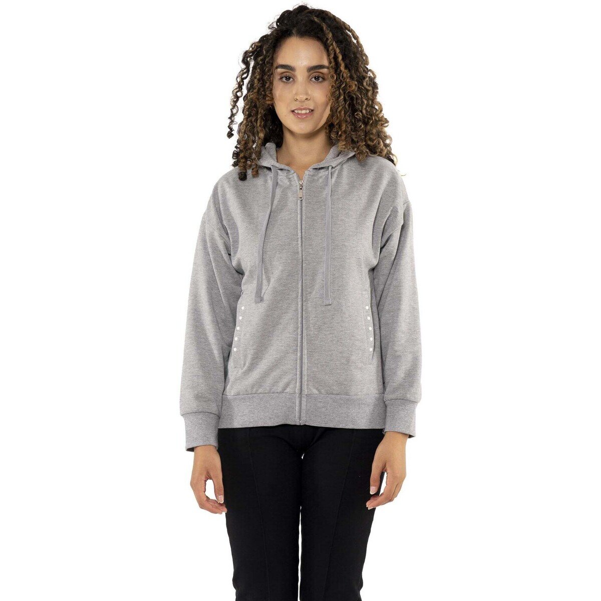Leone 1947 Îmbracaminte Woman Hoody Full Zip Pearl