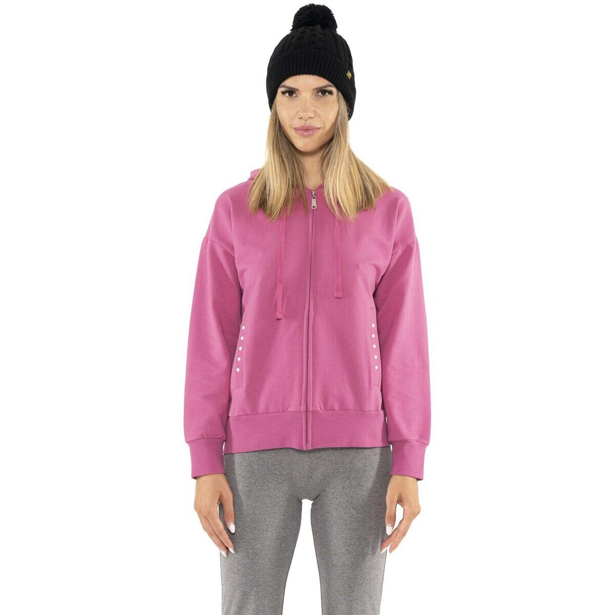 Leone 1947 Îmbracaminte Woman Hoody Full Zip Pearl