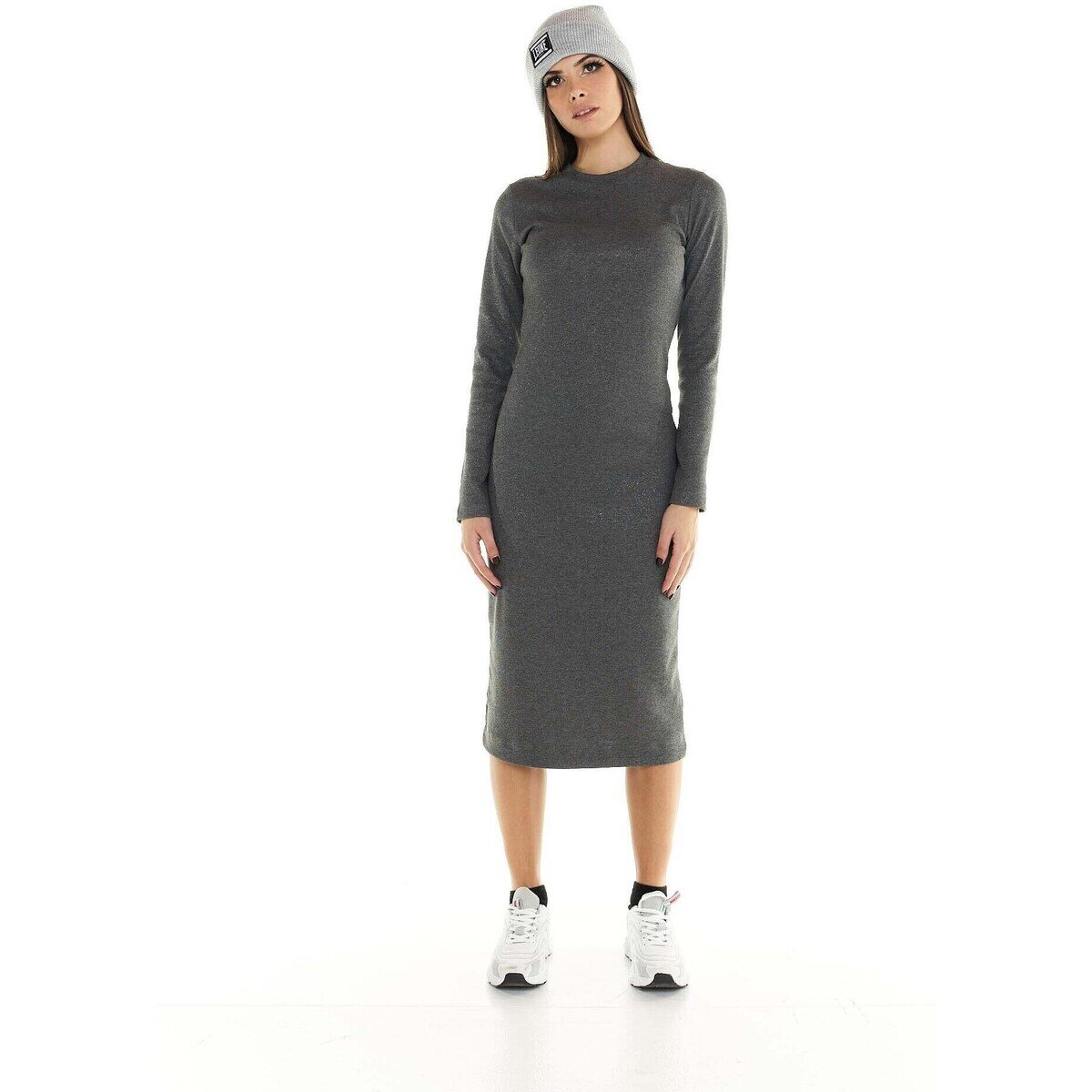 Leone 1947 Îmbracaminte Woman Long Rib Dress Greyss