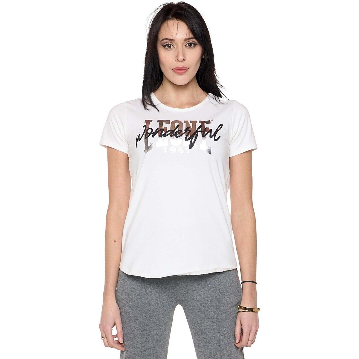Leone 1947 Îmbracaminte Woman T-Shirt Short Sleeves Pearl