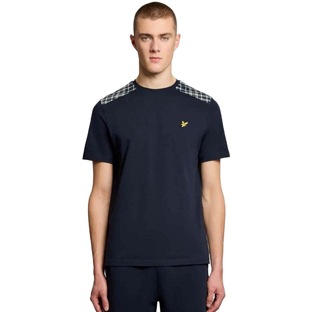 Lyle & Scott Îmbracaminte Check Panelled T-Shirt Dark Navy