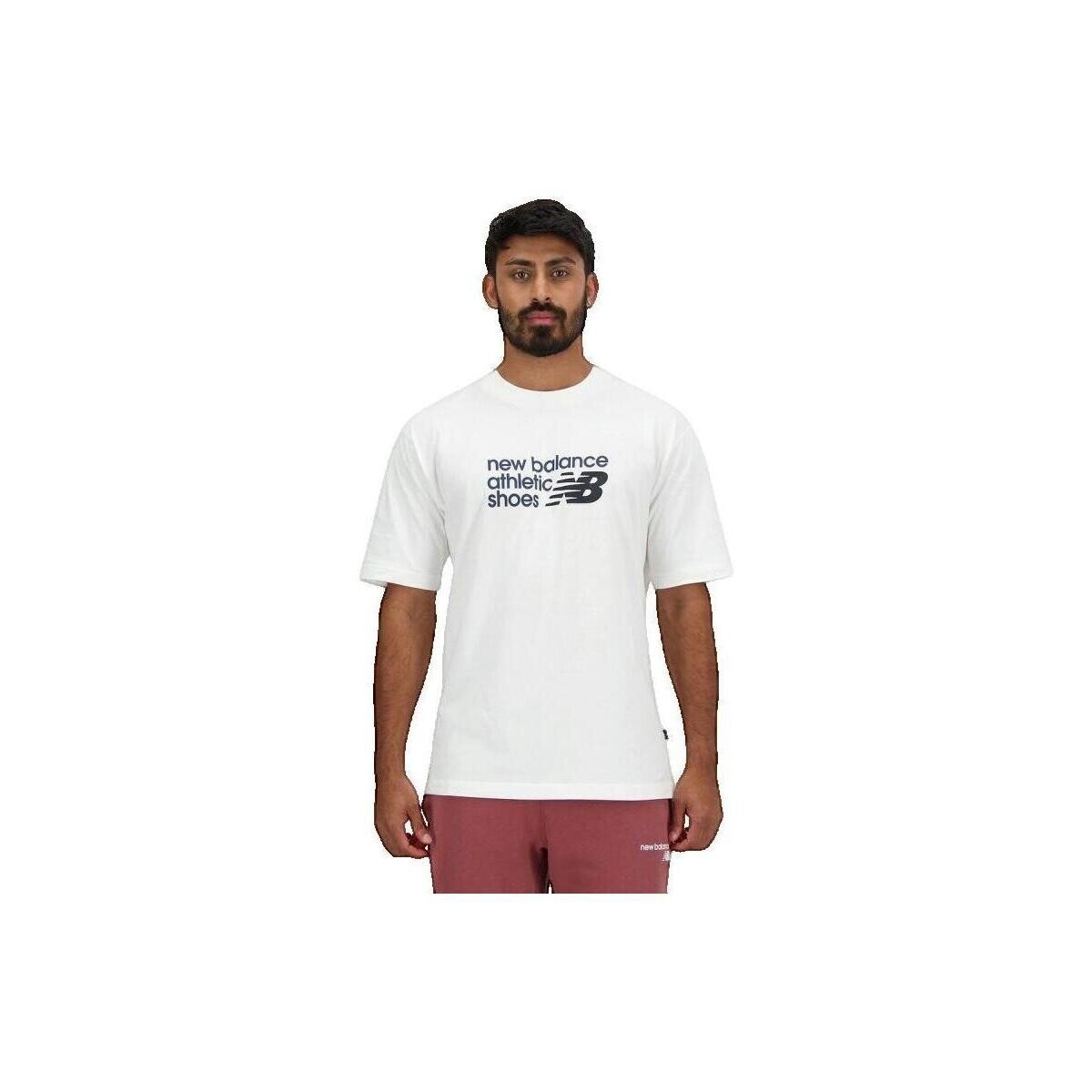 New Balance Îmbracaminte T-shirt manches courtes col rond blanc