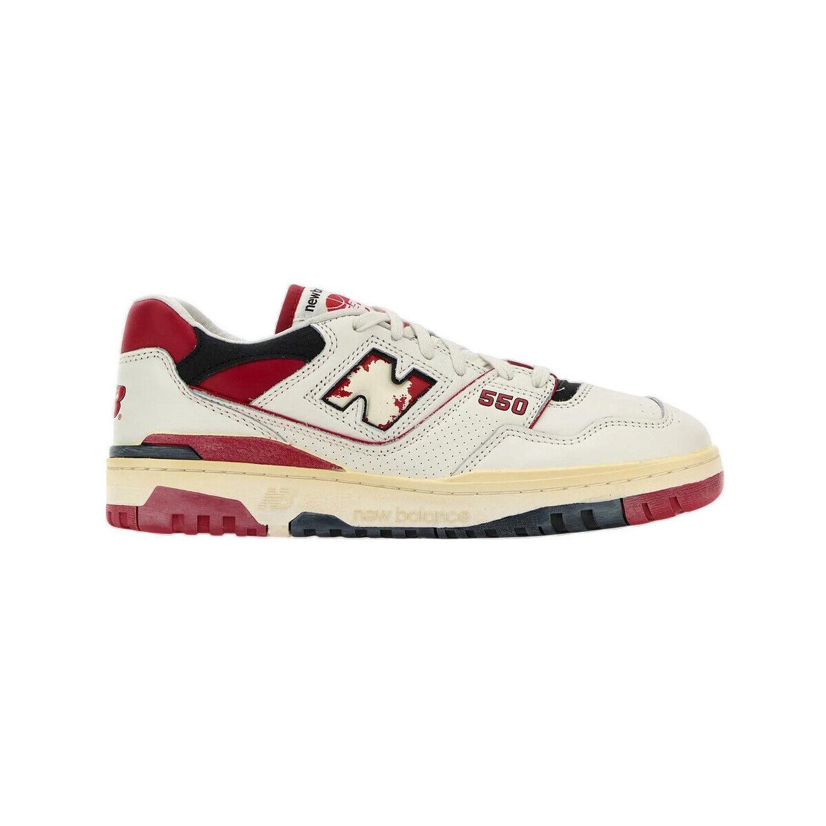 New Balance Pantofi Baskets 550 Premium cuir blanc avec détails rouges