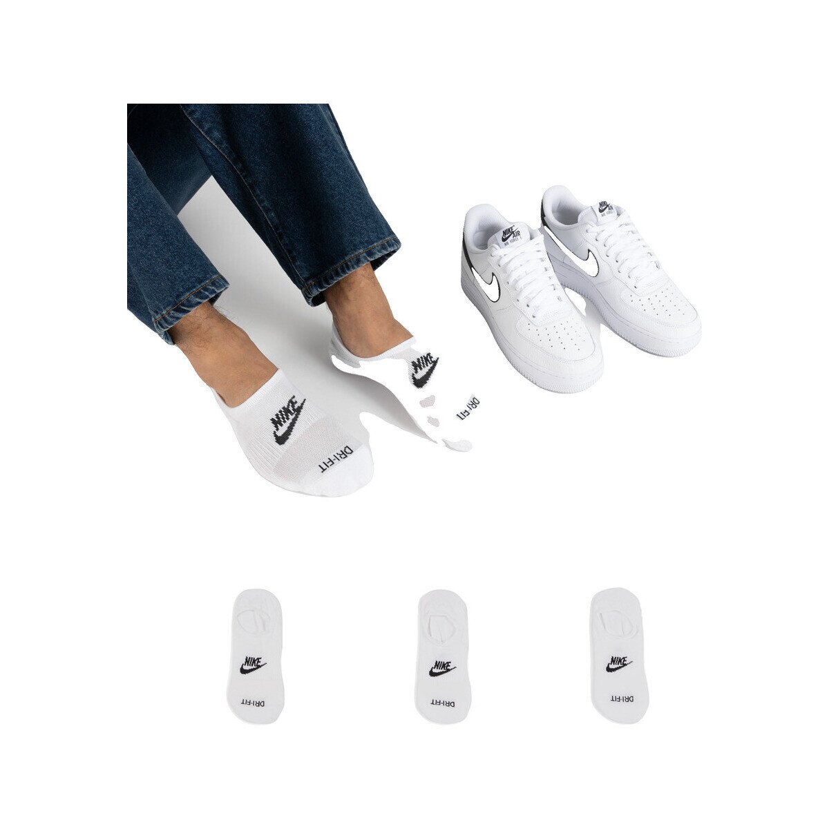 Nike Lenjerie intimă Chaussettes everyday plus cushioned blanc/noir