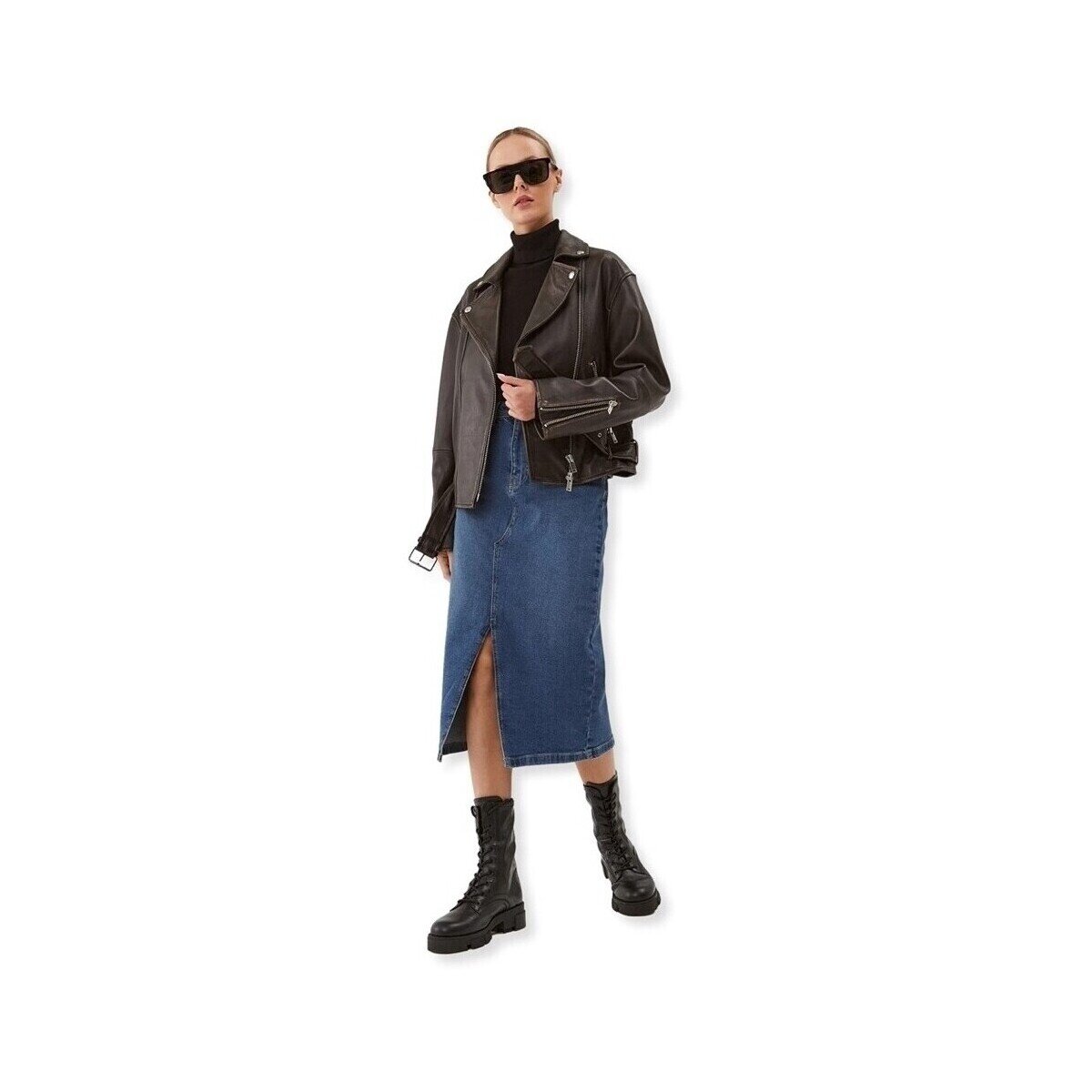 Noisy May Îmbracaminte Noos Kath Midi Skirt - Medium Blue Denim