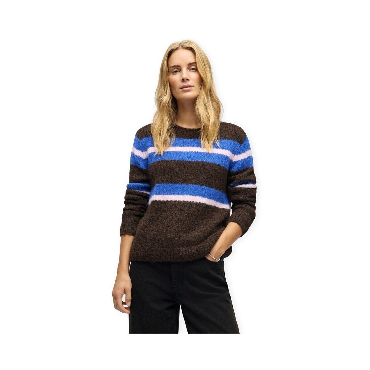 Object Îmbracaminte Galia L/S Knit - Cocoa Brown/Blue/Pink
