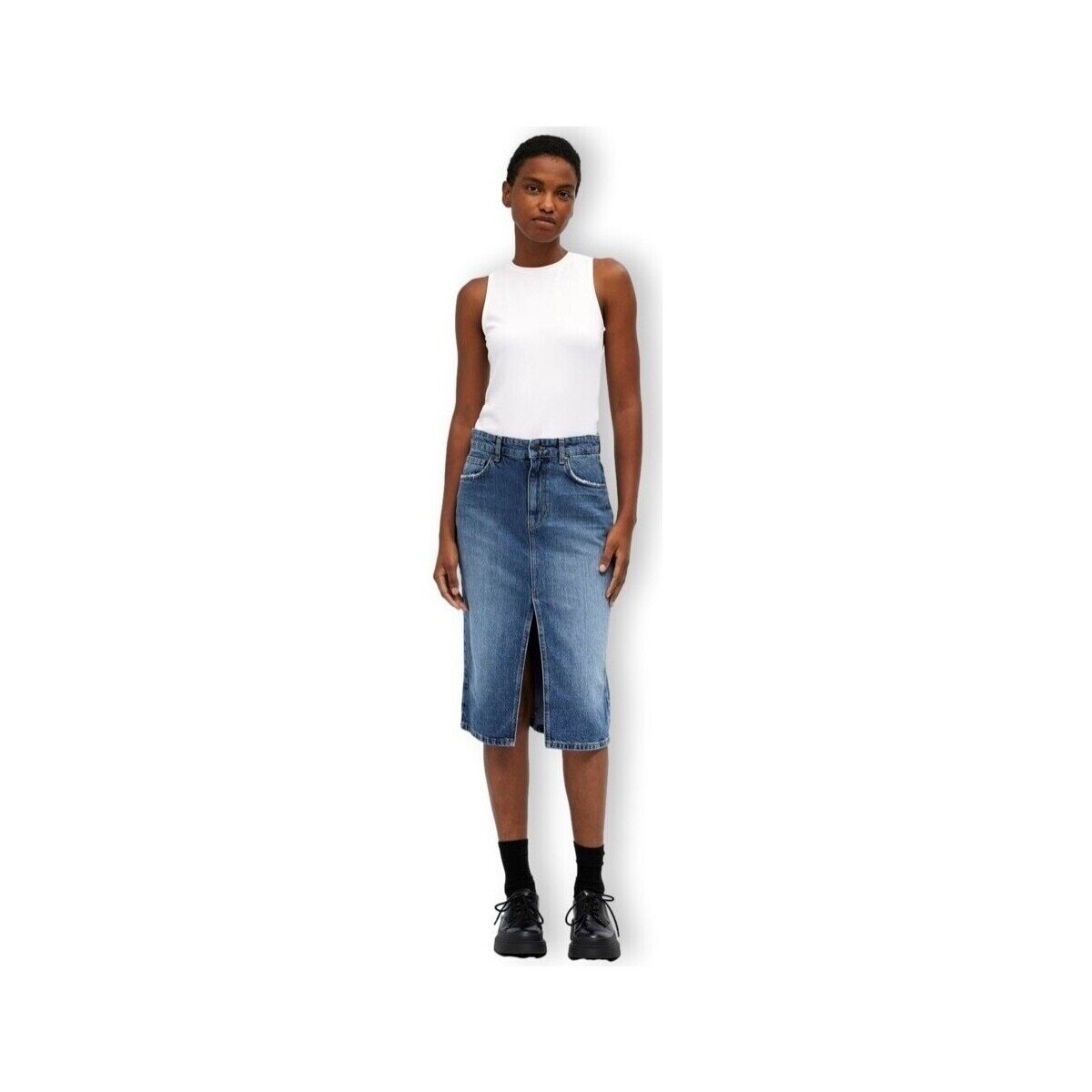 Object Îmbracaminte Noos Harlow Midi Skirt - Medium Blue Denim