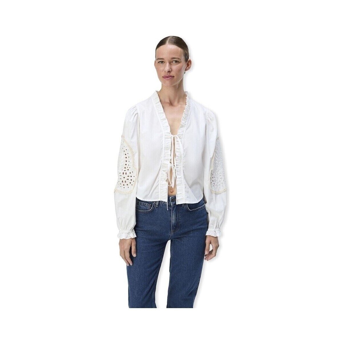 Object Îmbracaminte Noos Top Brodera L/S - White Sand