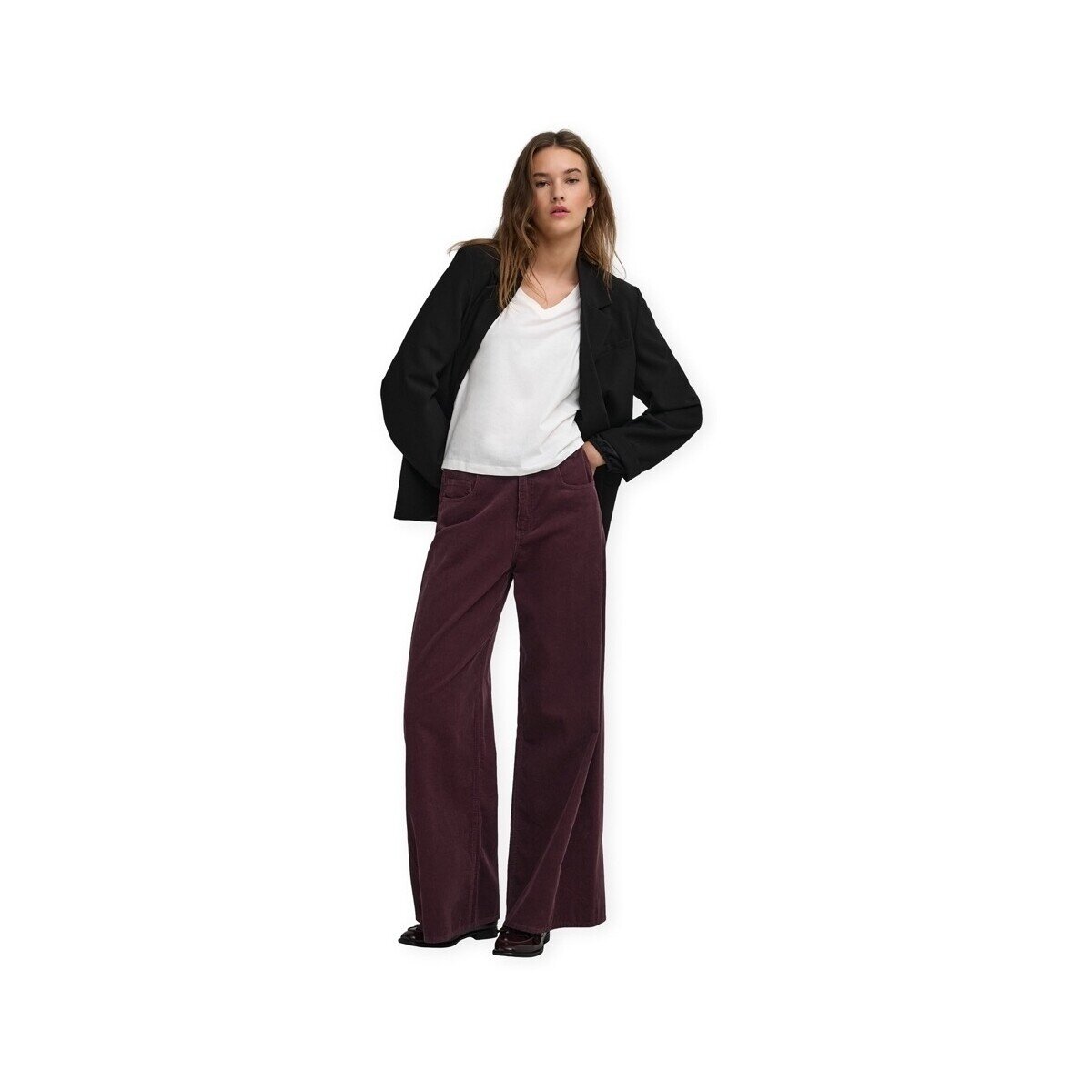 Only Îmbracaminte Nessa X-Wide Cord Trousers - Fudge