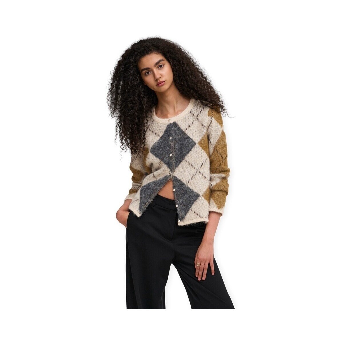 Only Îmbracaminte Noeme Cardigan - Oatmeal/Argyle/Dgm