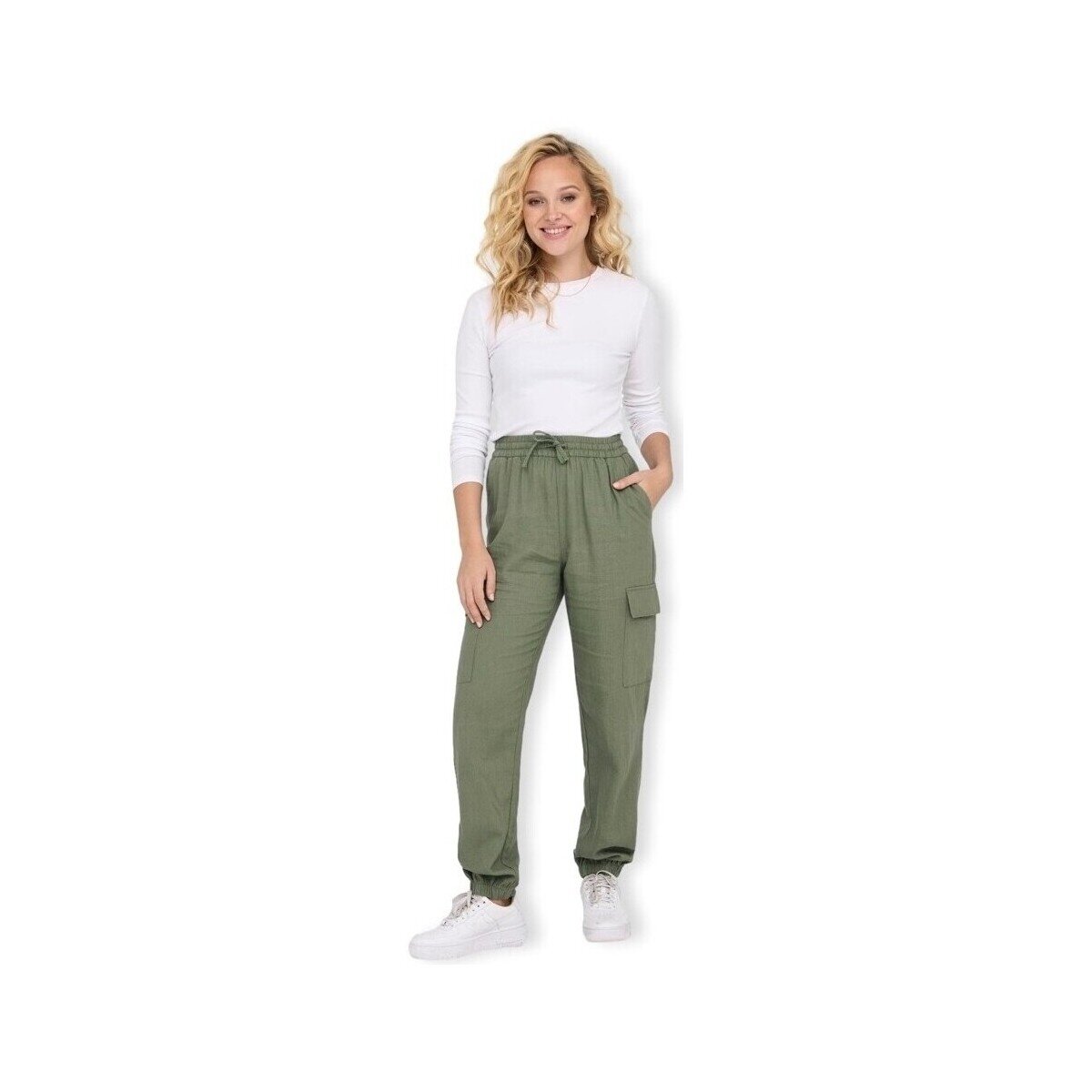 Only Îmbracaminte Noos Caro Pull Up Trousers - Oil Green