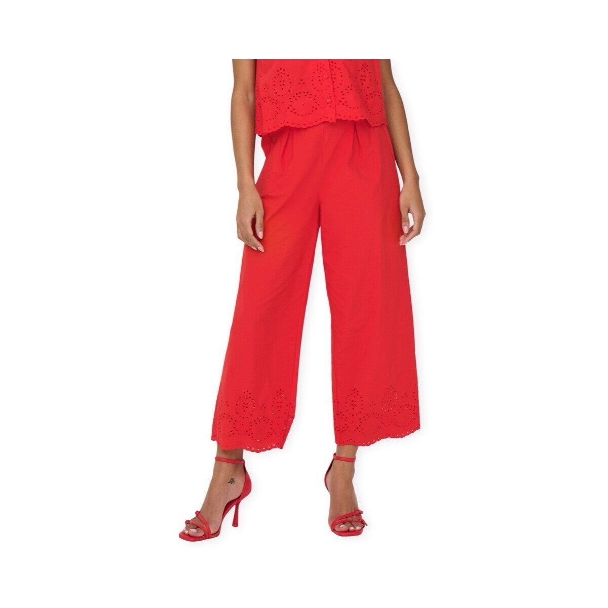 Only Îmbracaminte Roxanne Long Trousers - High Risk Red