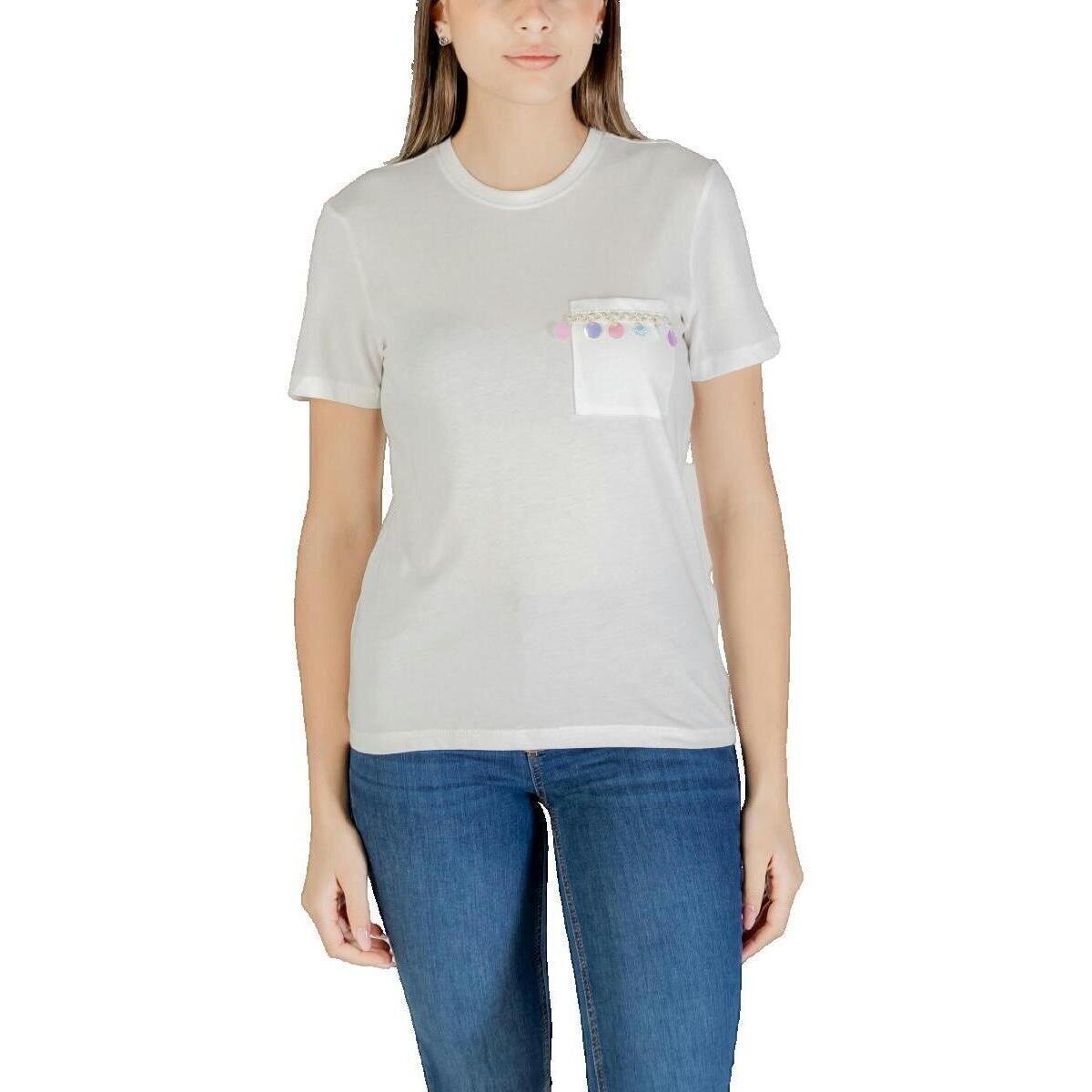 Only Îmbracaminte T-shirt blanc avec poche décorative