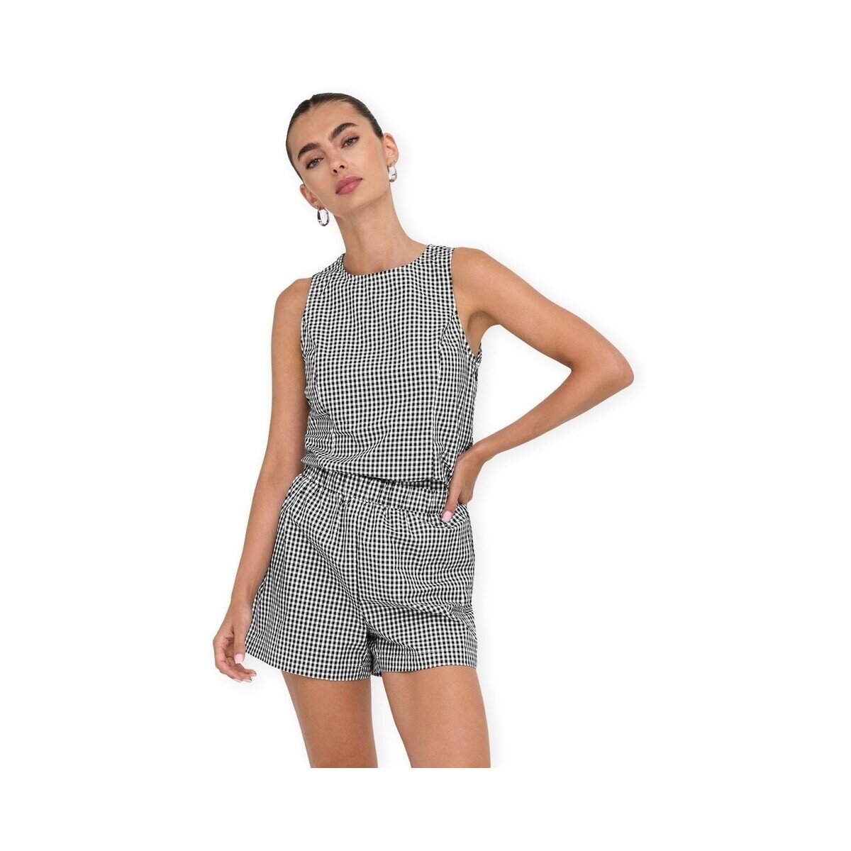 Only Îmbracaminte Top Maye Check - Black/White