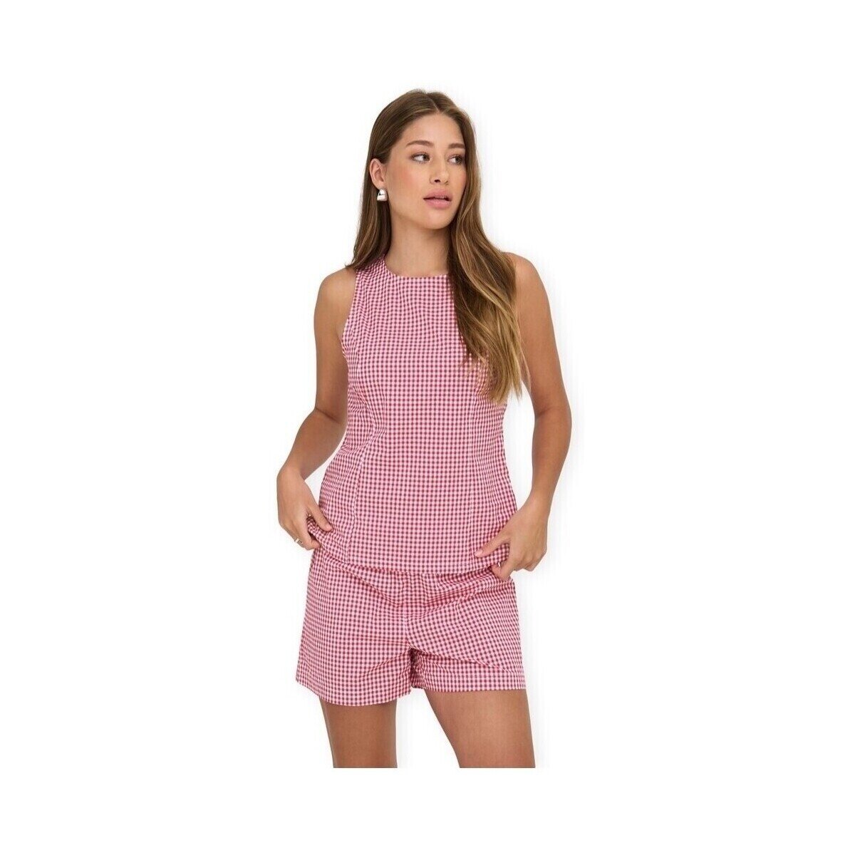 Only Îmbracaminte Top Maye Check - Salsa/White