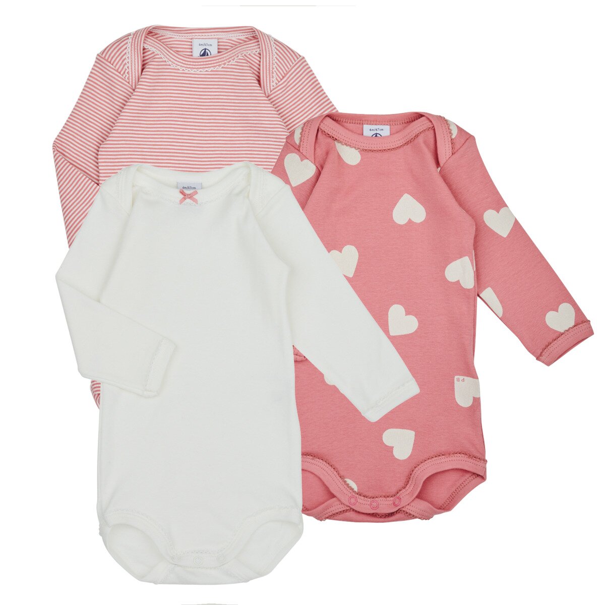 Petit Bateau Îmbracaminte BODY US ML COEUR PACK X3