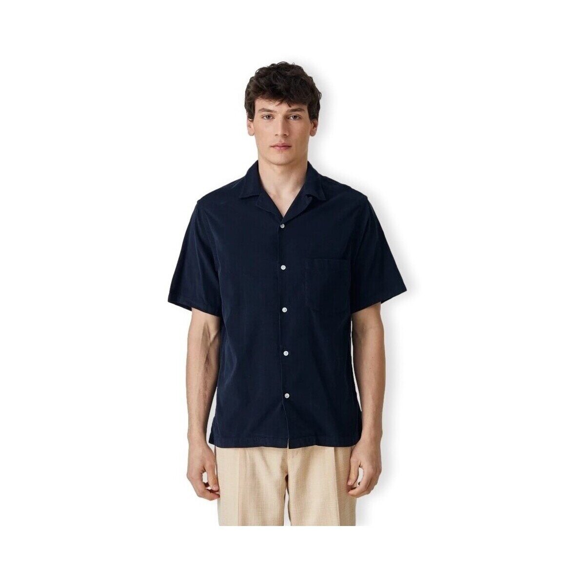 Portuguese Flannel Îmbracaminte Cord Camp Collar Shirt - Navy