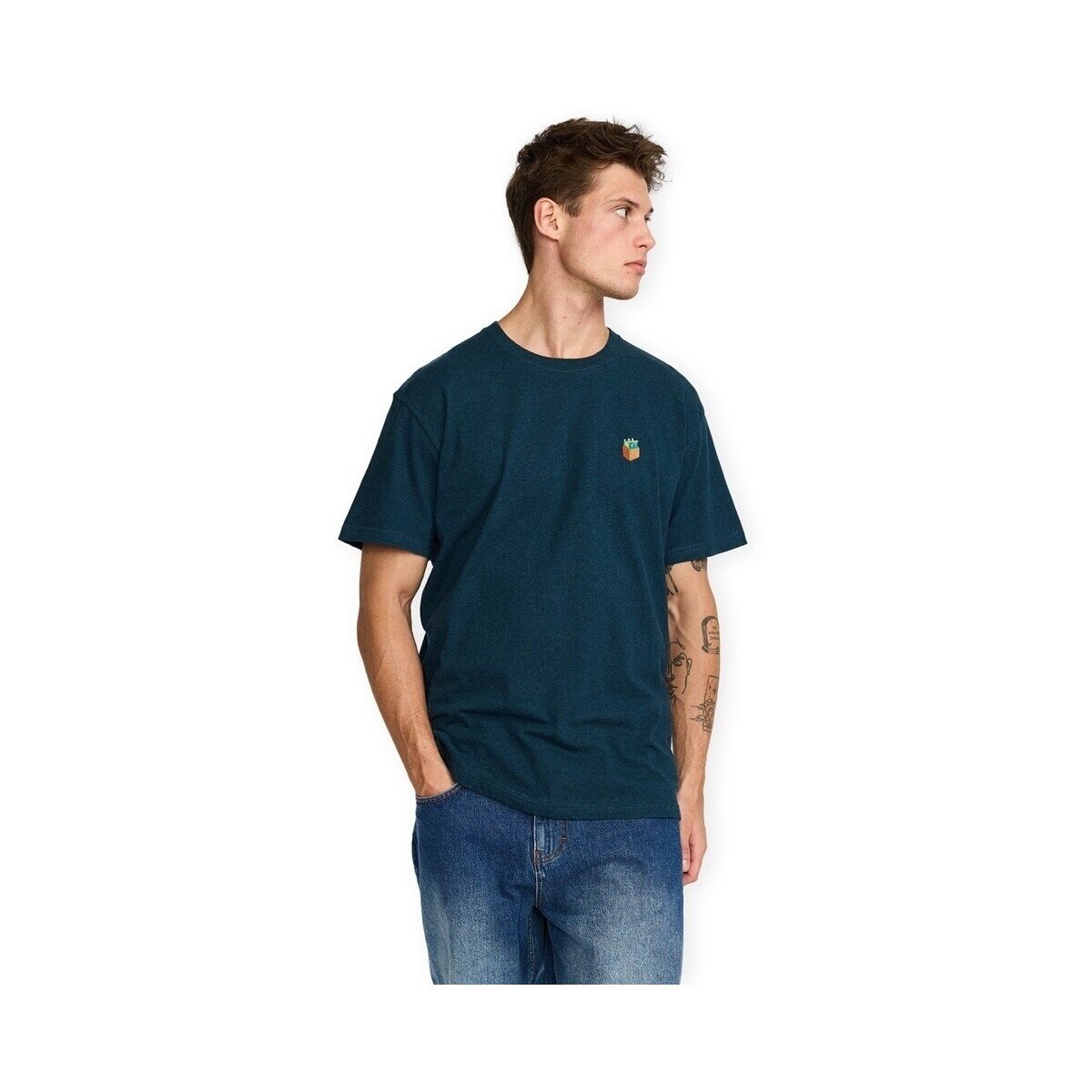 Revolution Îmbracaminte Application T-Shirt 1456 SIX - Dark Petrol Melange
