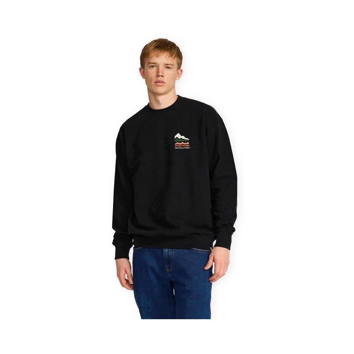 Revolution Îmbracaminte Printed Crewneck Sweatshirt 2812 TER - Black-melange