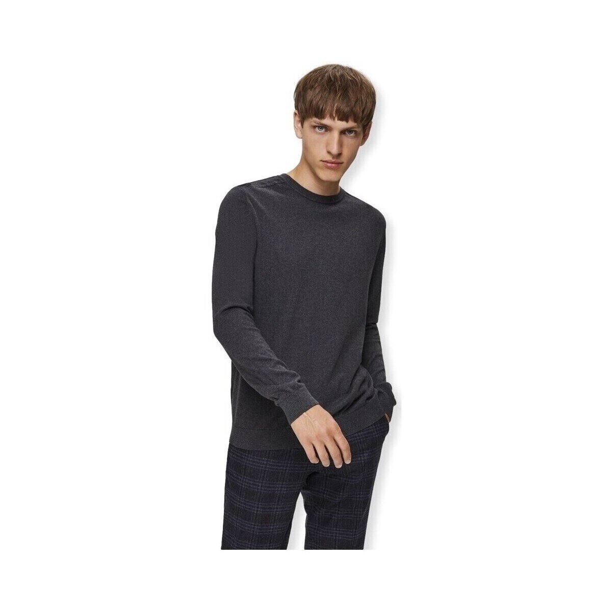 Selected Îmbracaminte Noos Berg Crew Knit - Antracit Melange