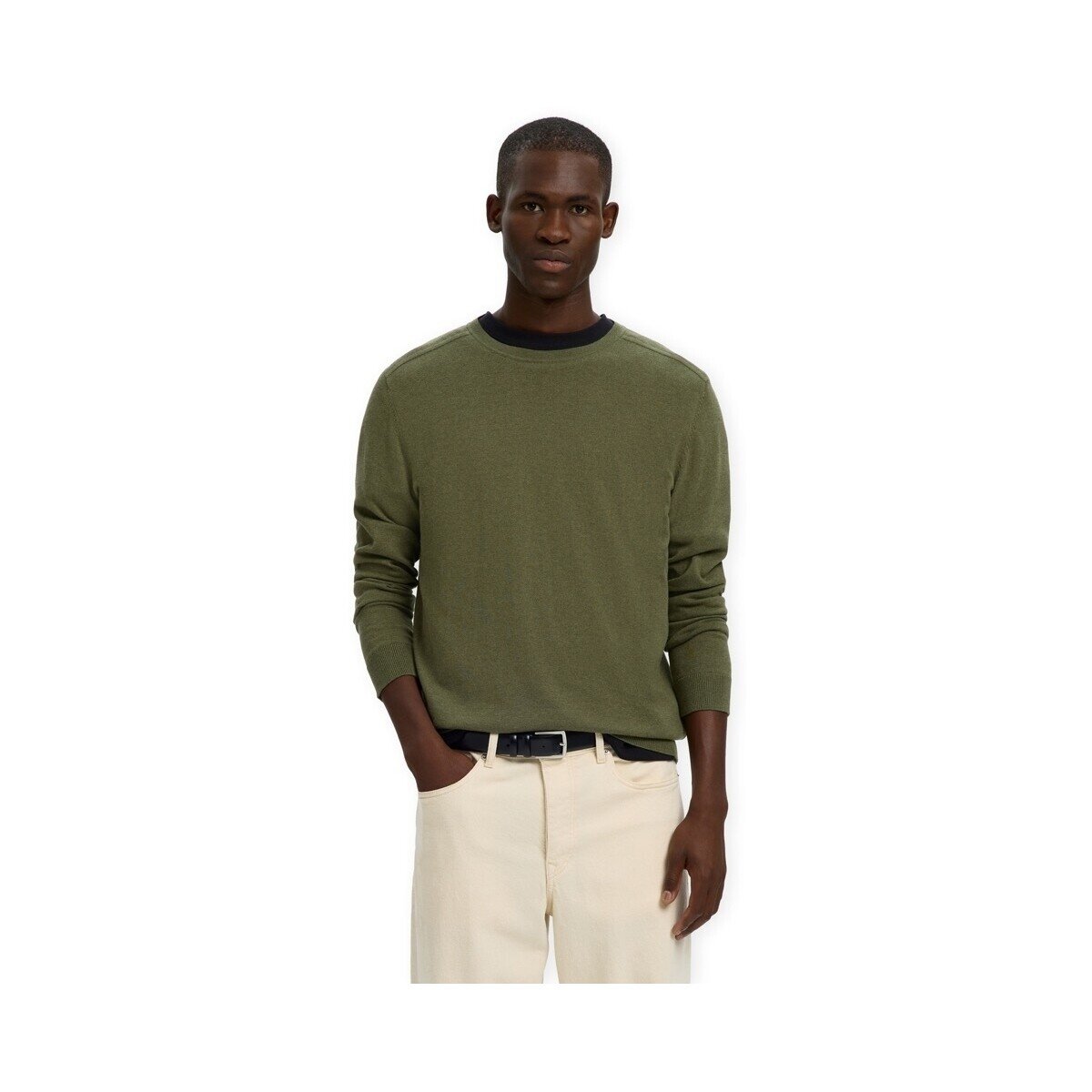Selected Îmbracaminte Noos Berg Crew Neck Knit - Kalamata/Melange