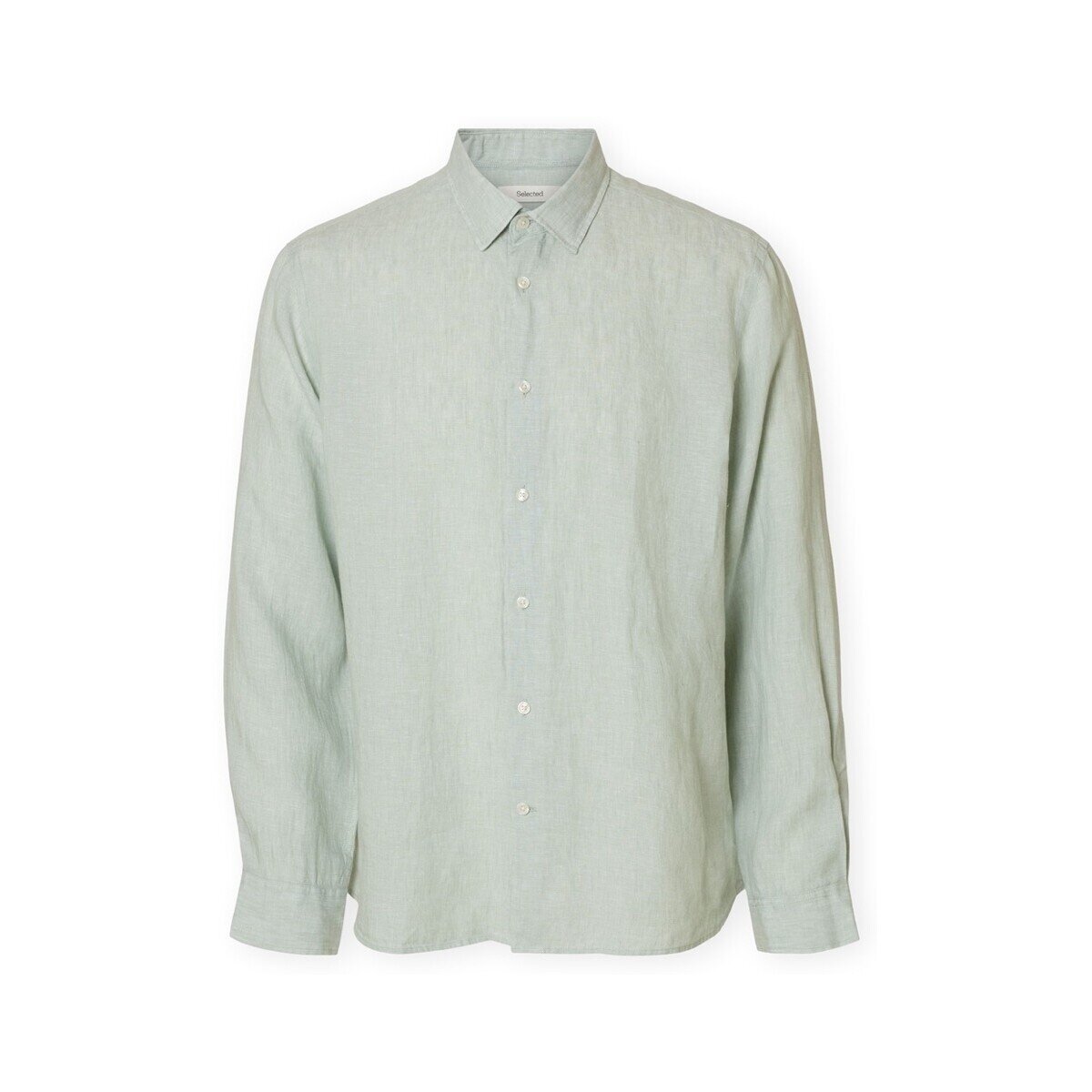 Selected Îmbracaminte Noos Regkylian-Linen Shirt - Aqua Gray/White