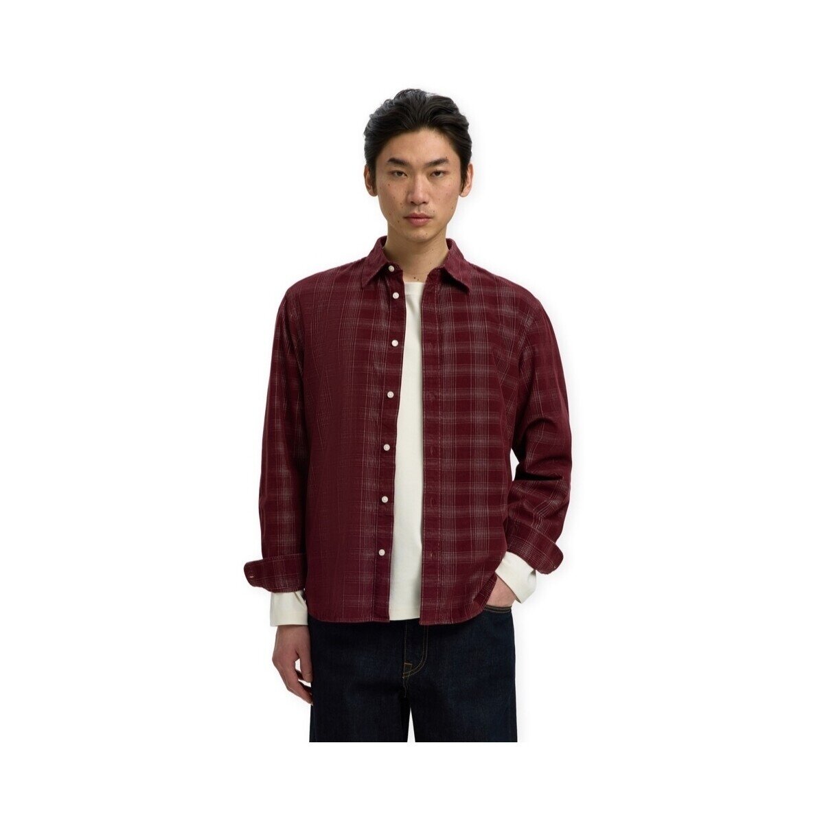 Selected Îmbracaminte RegClaus Cord Shirt - Tawny Port