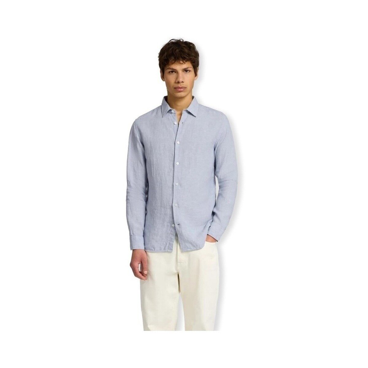Selected Îmbracaminte Regkylian-Linen Shirt - Blue Fog/White