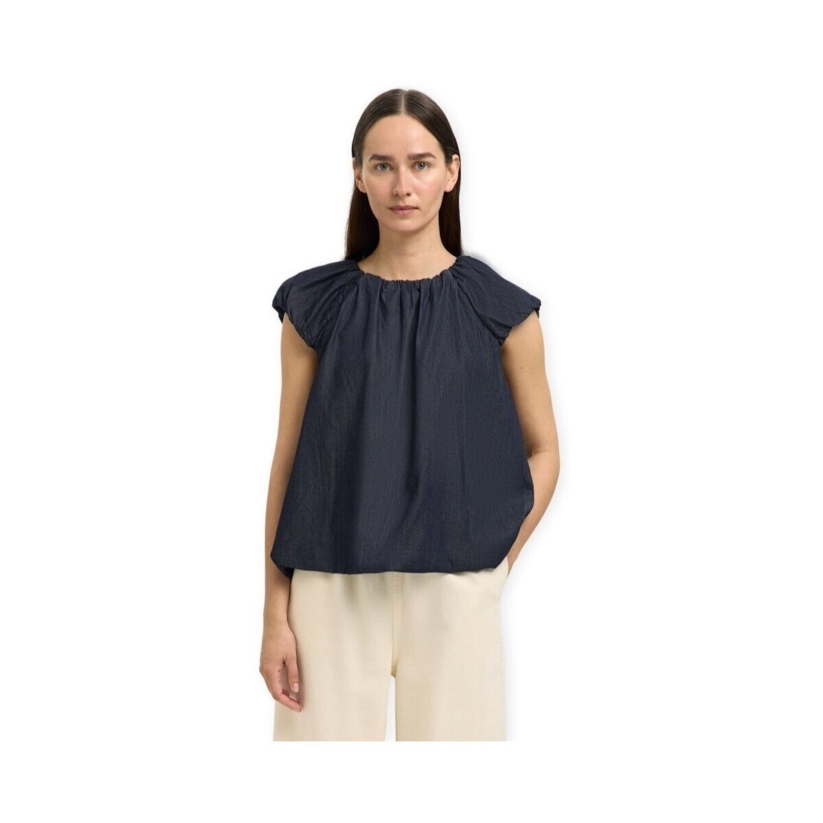 Selected Îmbracaminte W Frillo Top - Dark Blue Denim