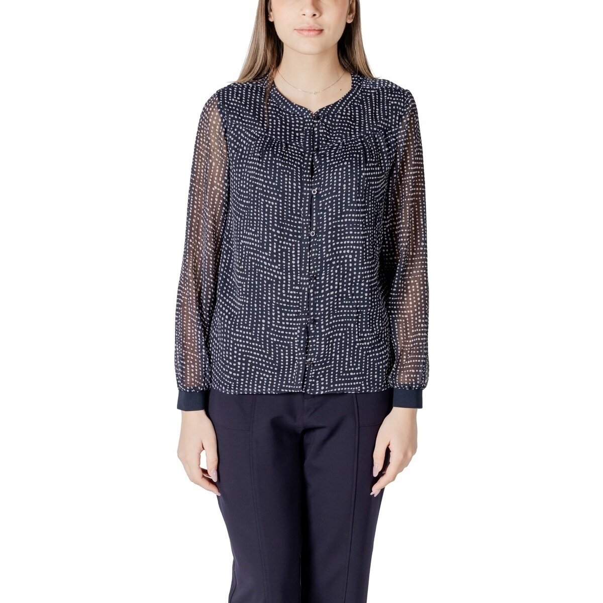 Street One Îmbracaminte Printed chiffon blouse w placket detail 345452